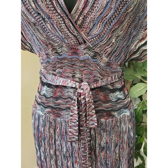 Laundry Women's Multicolor Viscose V-Neck Short Sleeve Knee Length Dress Large - Picture 3 of 13